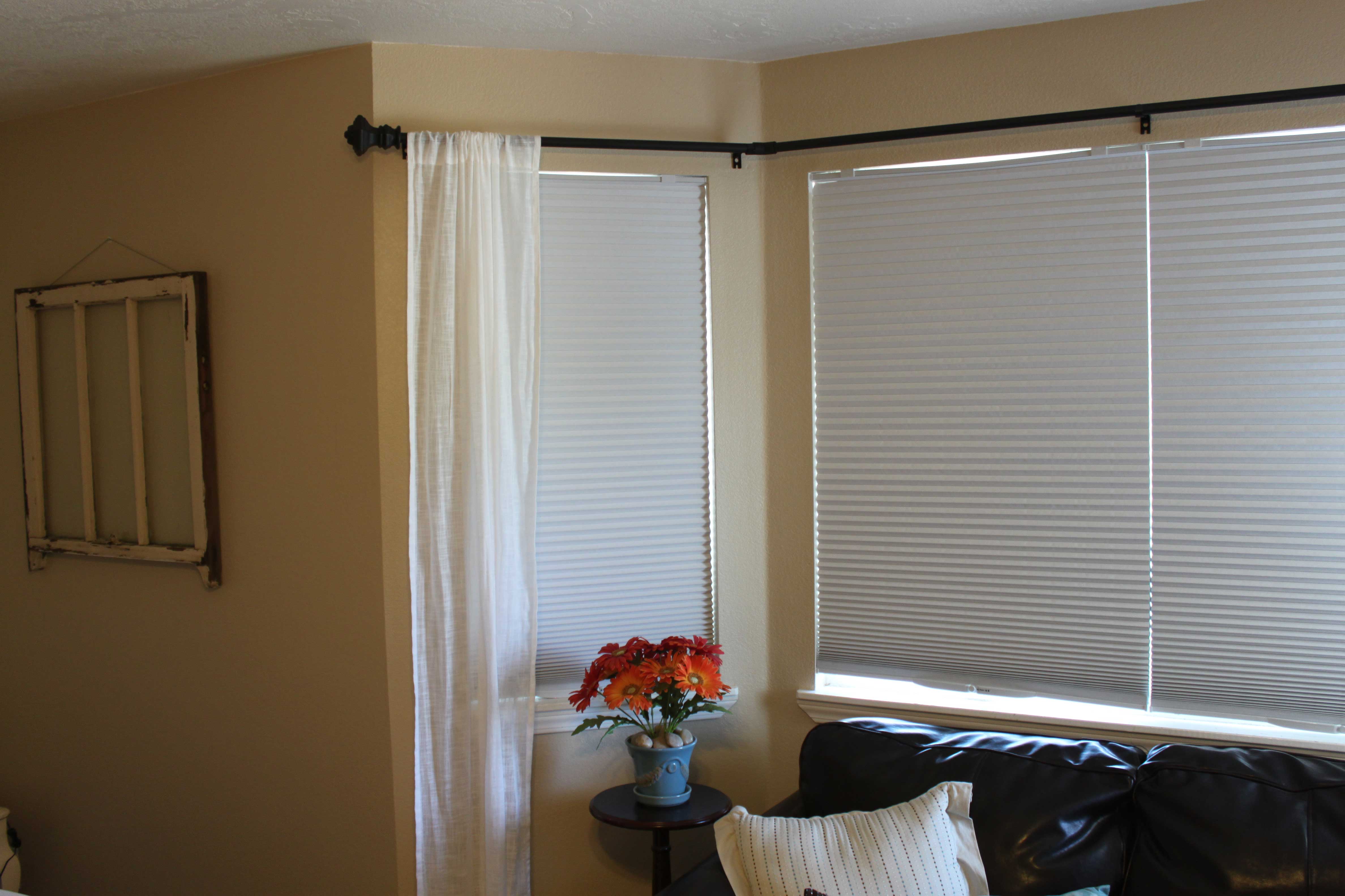 Charcoal And White Curtains Bow Window Curtain Rods