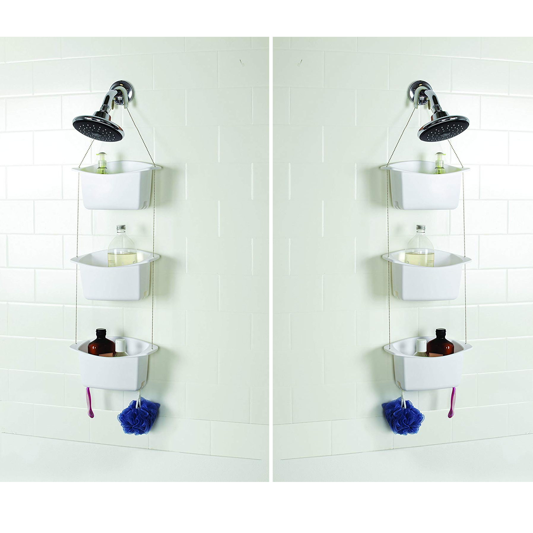 AmazonBasics 3 Basket Hanging Adjustable Shower Caddy Only 11.70