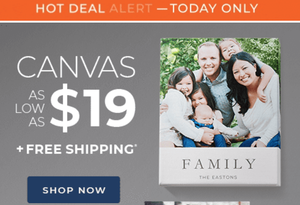 Shutterfly Best Canvas Deal Ever Today Only! Prices Starting At Just 19.00 + FREE Shipping