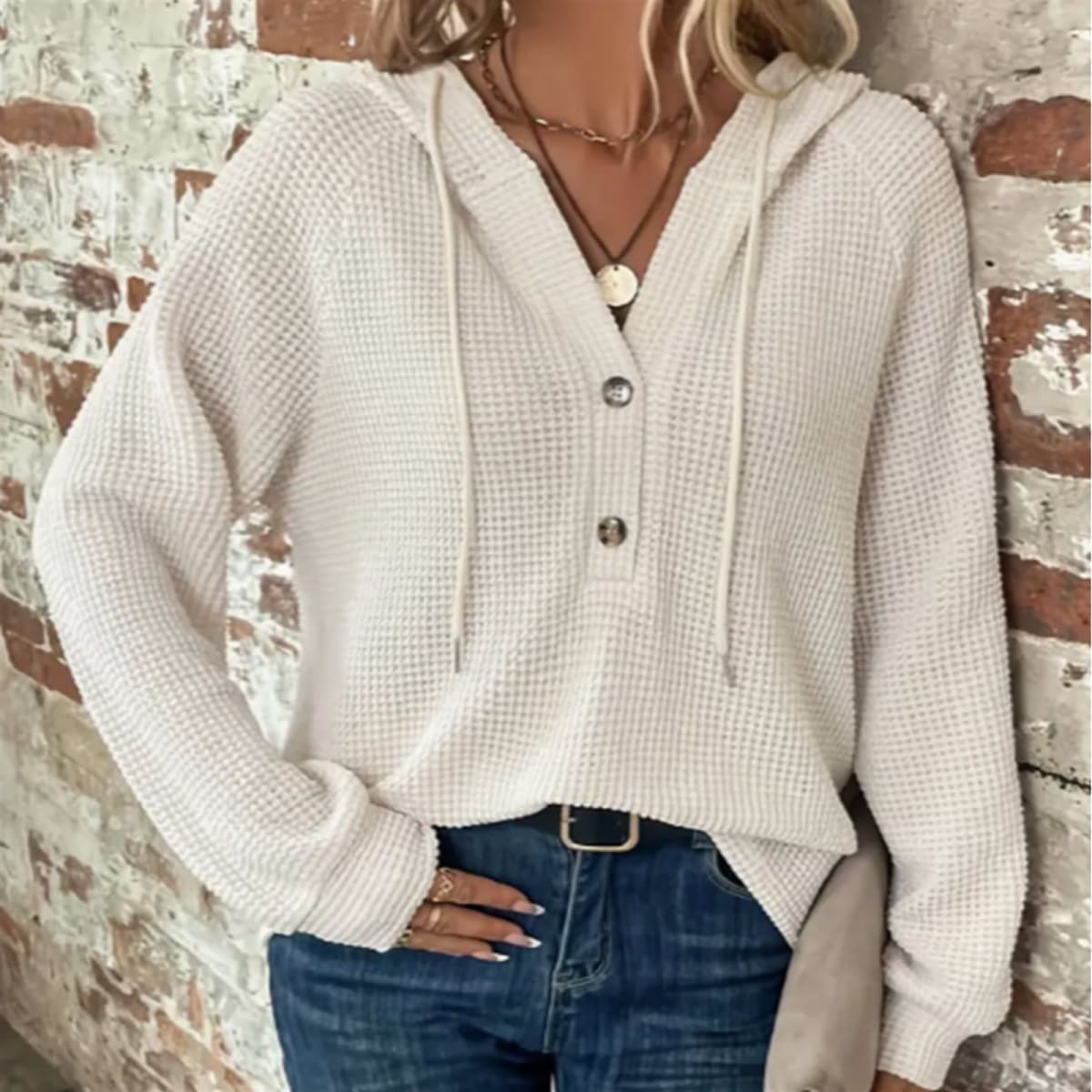 Waffle Button Front Hoodie Only 22.99! Pinching Your Pennies